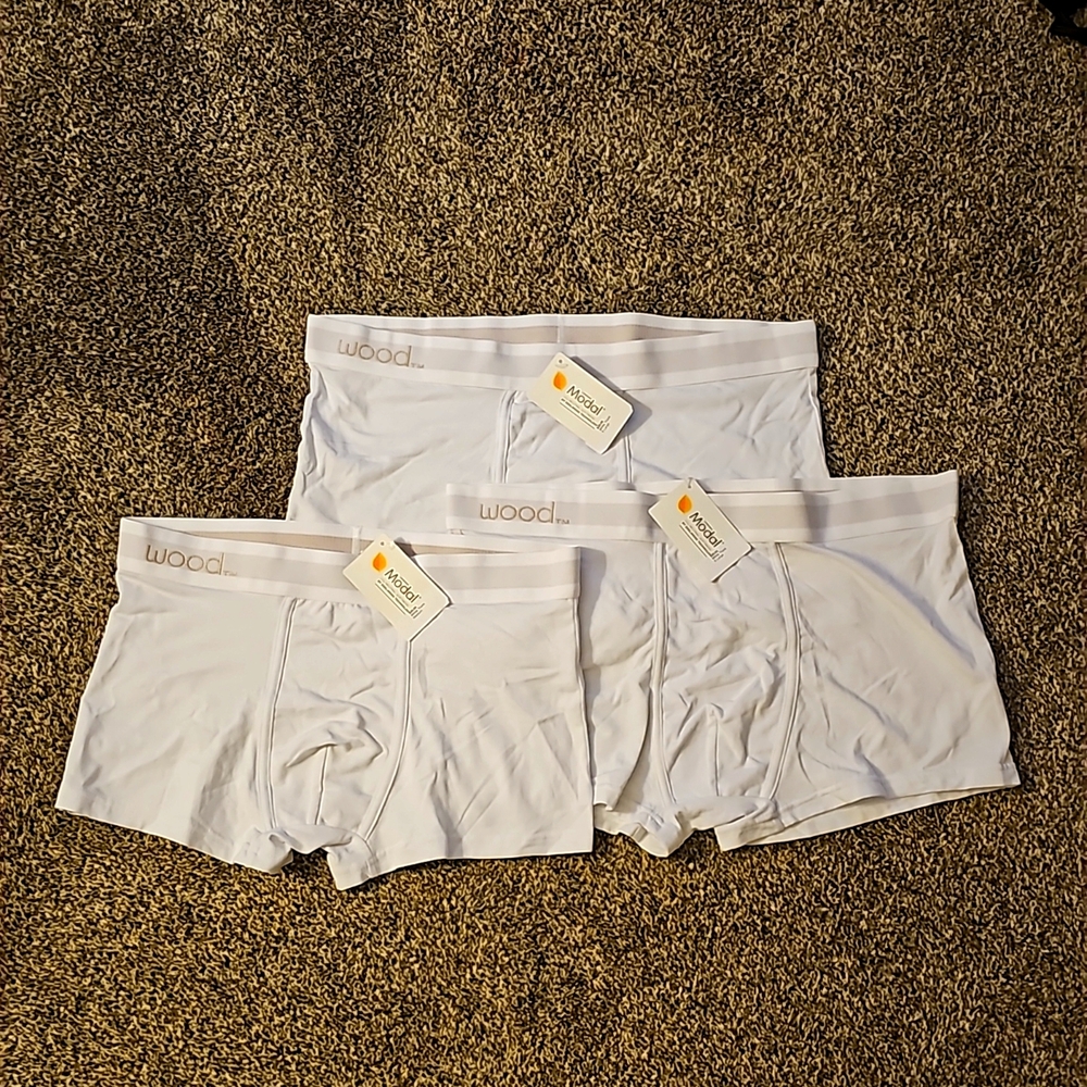 Wood is Good -  3 Pair Men's Modal White Trunk Underwear Size XL NWT $60